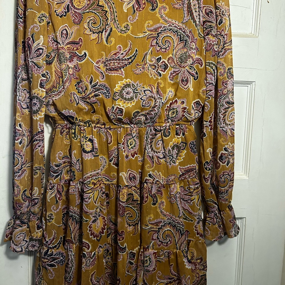 NWOT CITY STUDIO Floral Paisley Dress W/ Belle Long Sleeves Elastic Waist - Picture 6 of 15